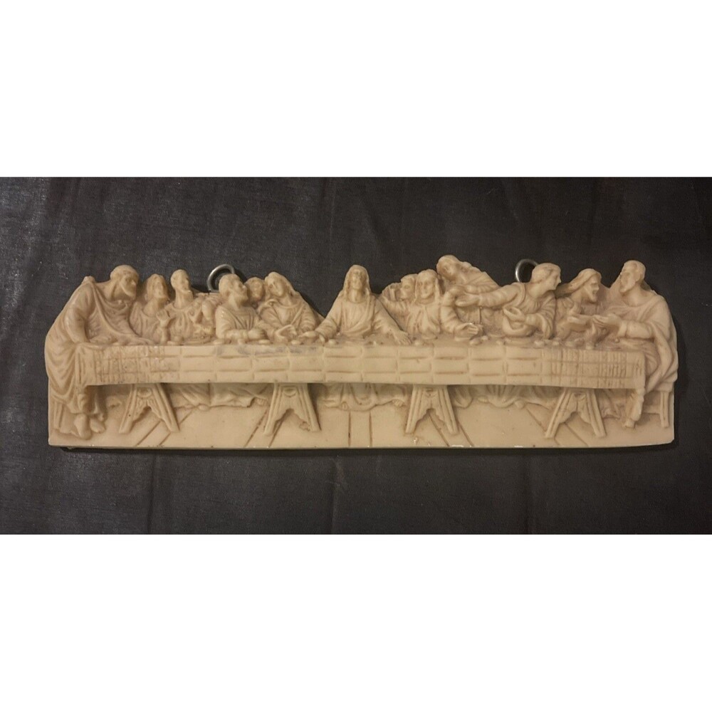 Vintage Small 9“ Long Plastic “Last Supper” Wall Plaque - Made In Mexico